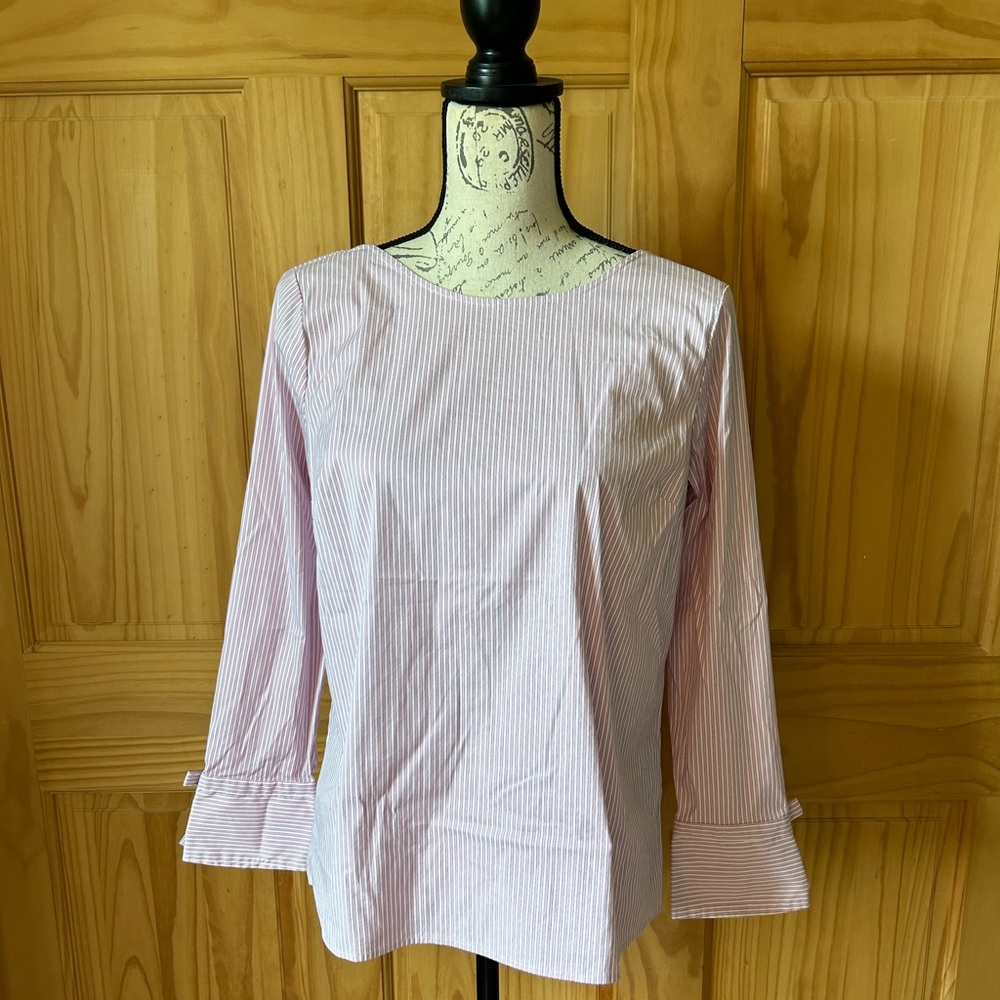 Talbots Long Sleeved Striped Women’s Blouse Button Up Back Petite